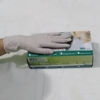 Găng Tay - bao tay - Cao Su y tế KHÔNG BỘT HTC hộp 100 cái màu cao su tự nhiên