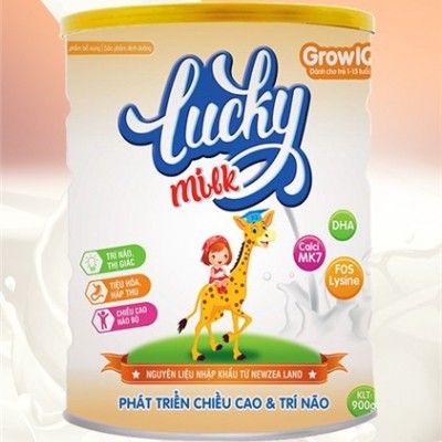 Sữa dinh dưỡng Lucky Milk Grow IQ 400gr giúp bé phát triển chiều cao và trí thông minh.