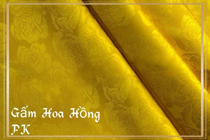 Gấm lụa cao cấp họa tiết - Gấm Hoa Hồng 11