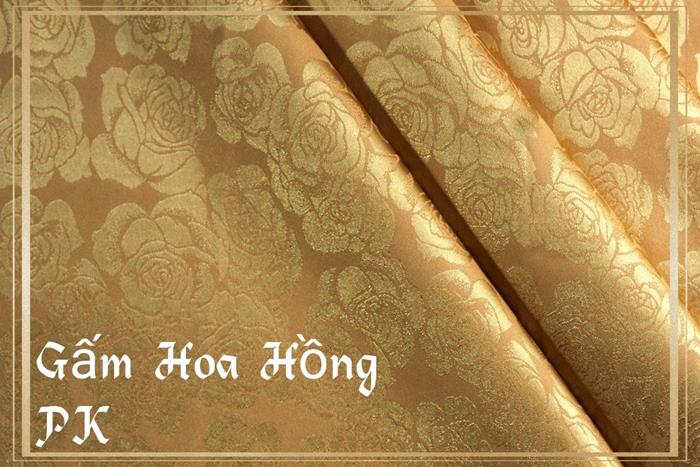 Gấm lụa cao cấp họa tiết - Gấm Hoa Hồng 03