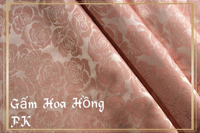 Gấm lụa cao cấp họa tiết - Gấm Hoa Hồng 04