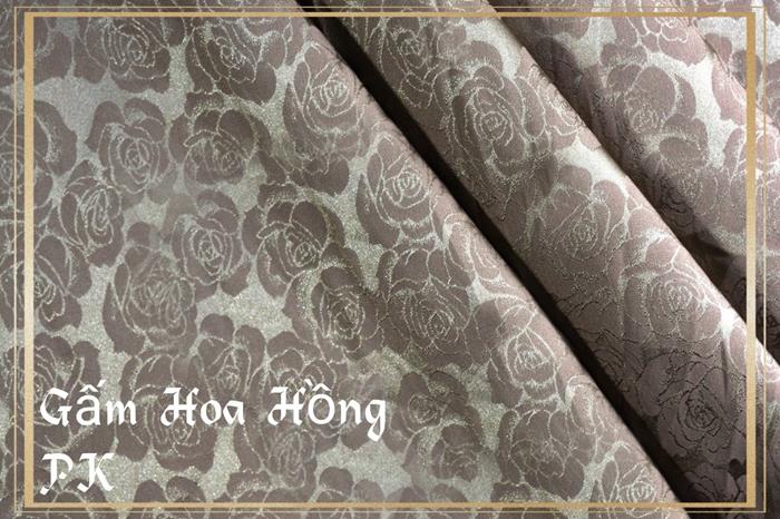 Gấm lụa cao cấp họa tiết - Gấm Hoa Hồng 06