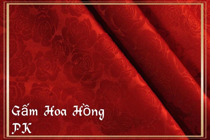 Gấm lụa cao cấp họa tiết - Gấm Hoa Hồng 08