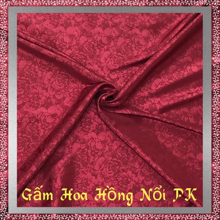 Gấm lụa cao cấp họa tiết - Gấm Hoa Hồng Nổi 02