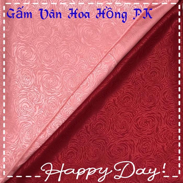 Gấm lụa cao cấp họa tiết - Gấm Vân Hoa Hồng 01