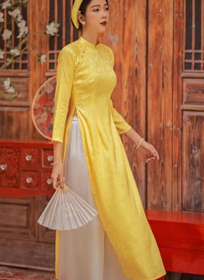 Vải gấm cao cấp may áo dài