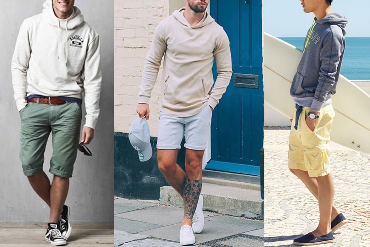 Áo hoodie kết hợp với quần short là phong cách khá phổ biến ở châu Âu